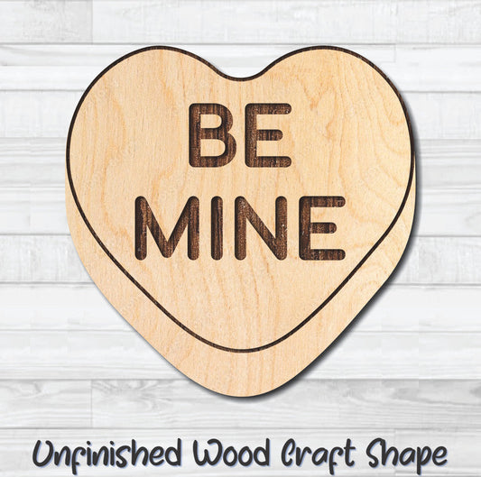 Be Mine Conversation Valentine Heart Unfinished Wood Shape Blank Laser Engraved Cutout Woodcraft Craft Supply