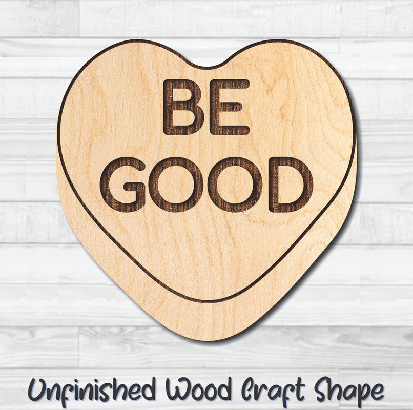 Be Good Conversation Valentine Heart Unfinished Wood Shape Blank Laser Engraved Cutout Woodcraft Craft Supply
