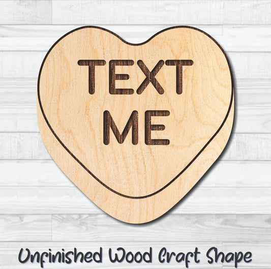 Text Me Conversation Valentine Heart Unfinished Wood Shape Blank Laser Engraved Cutout Woodcraft Craft Supply