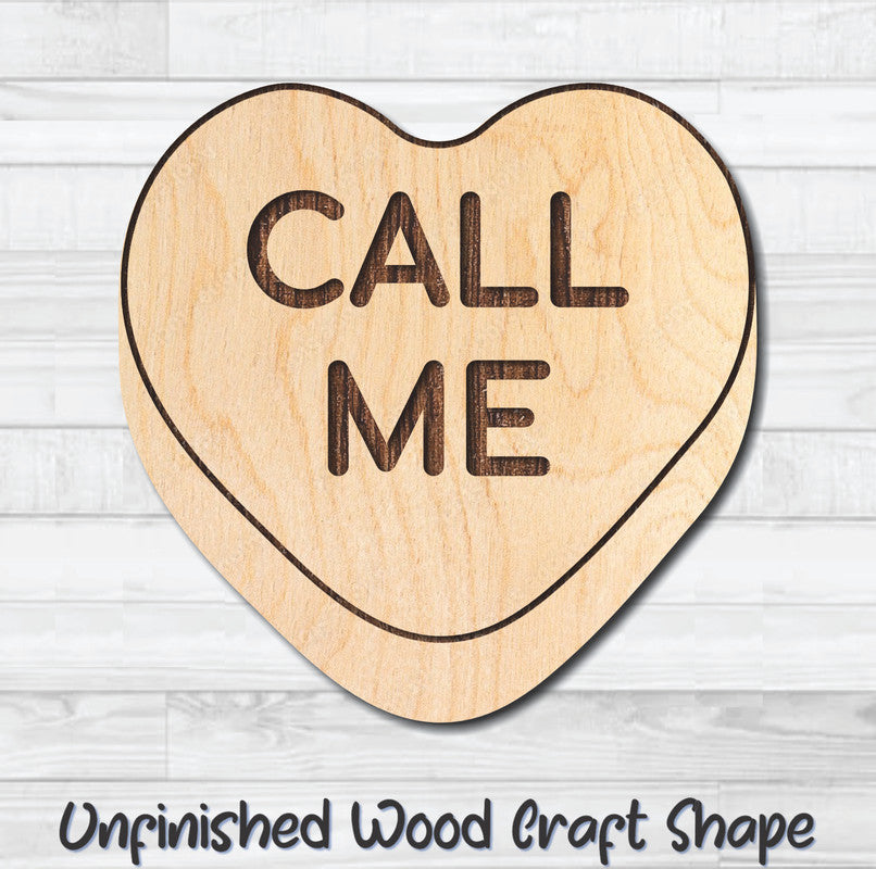 Call Me Conversation Valentine Heart Unfinished Wood Shape Blank Laser Engraved Cutout Woodcraft Craft Supply