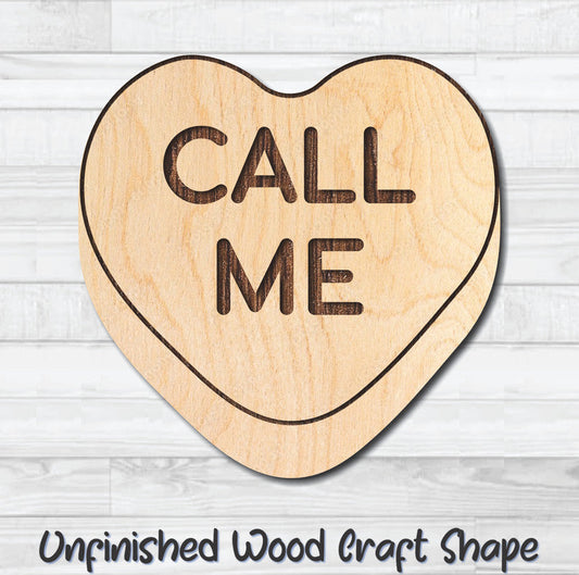 Call Me Conversation Valentine Heart Unfinished Wood Shape Blank Laser Engraved Cutout Woodcraft Craft Supply