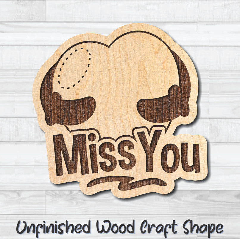 Miss You Valentine Wording Unfinished Wood Shape Blank Laser Engraved Cutout Woodcraft Craft Supply