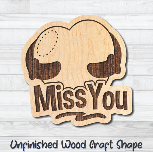 Miss You Valentine Wording Unfinished Wood Shape Blank Laser Engraved Cutout Woodcraft Craft Supply