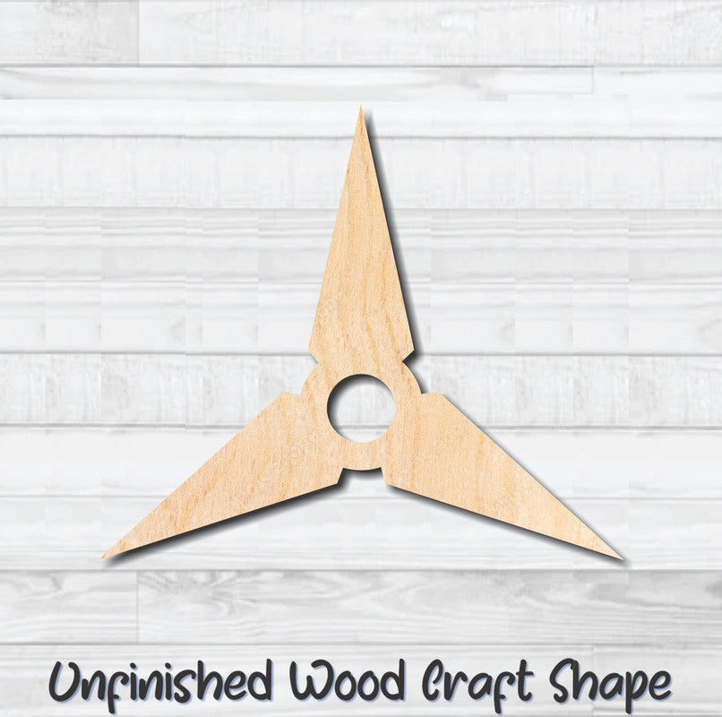 Throwing Star 4 Unfinished Wood Shape Blank Laser Engraved Cut Out Woodcraft Craft Supply