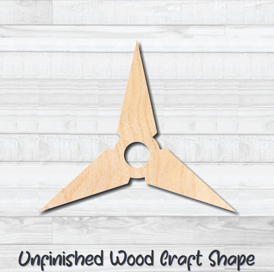 Throwing Star 4 Unfinished Wood Shape Blank Laser Engraved Cut Out Woodcraft Craft Supply
