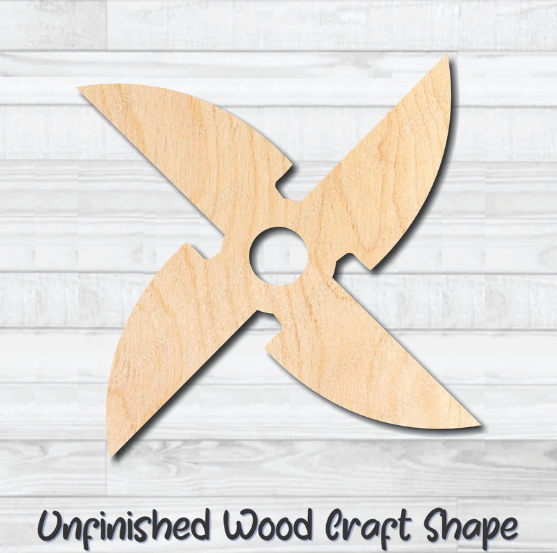 Throwing Star 6 Unfinished Wood Shape Blank Laser Engraved Cut Out Woodcraft Craft Supply