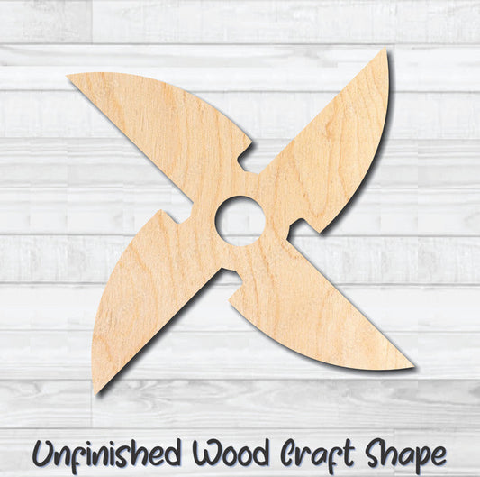 Throwing Star 6 Unfinished Wood Shape Blank Laser Engraved Cut Out Woodcraft Craft Supply
