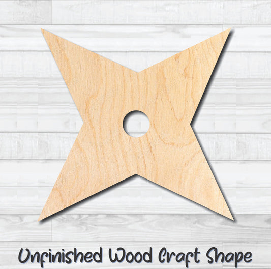 Throwing Star 7 Unfinished Wood Shape Blank Laser Engraved Cut Out Woodcraft Craft Supply