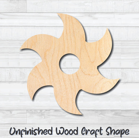 Throwing Star 9 Unfinished Wood Shape Blank Laser Engraved Cut Out Woodcraft Craft Supply