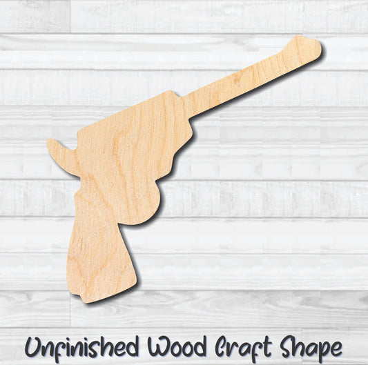 Revolver Gun Old West Unfinished Wood Shape Blank Laser Engraved Cut Out Woodcraft Craft Supply
