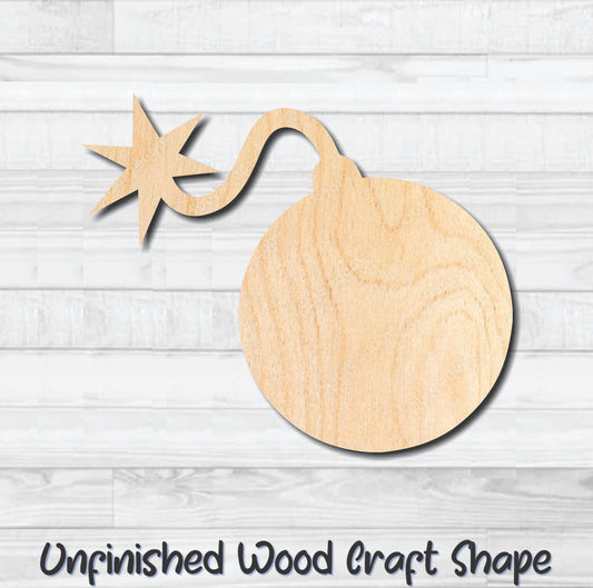Bomb Unfinished Wood Shape Blank Laser Engraved Cutout Woodcraft Craft Supply
