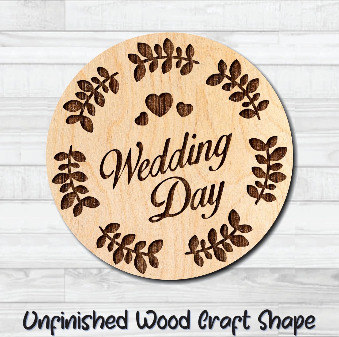 Wedding Day Badge Unfinished Wood Shape Blank Laser Engraved Cut Out Woodcraft Craft Supply