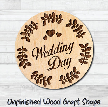 Wedding Day Badge Unfinished Wood Shape Blank Laser Engraved Cut Out Woodcraft Craft Supply