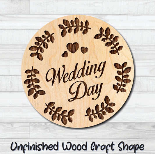 Wedding Day Badge Unfinished Wood Shape Blank Laser Engraved Cut Out Woodcraft Craft Supply