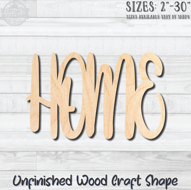 Home Word Unfinished Wood Shape Blank Laser Engraved Cutout Woodcraft Craft Supply