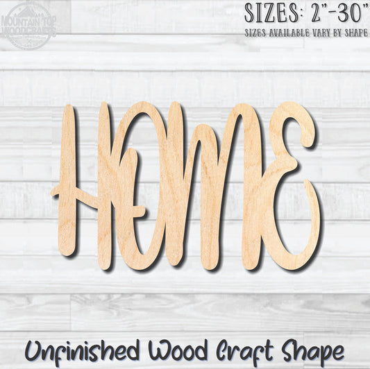 Home Word Unfinished Wood Shape Blank Laser Engraved Cutout Woodcraft Craft Supply