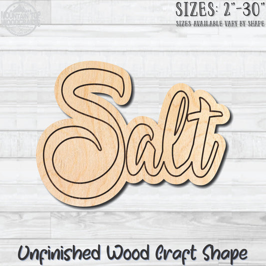 Salt Wording Kitchen Unfinished Wood Shape Blank Laser Engraved Cut Out Woodcraft Craft Supply