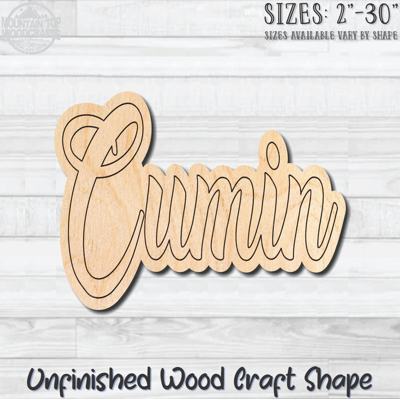 Cumin Wording Kitchen Herb Spice Unfinished Wood Shape Blank Laser Engraved Cutout Woodcraft Craft Supply