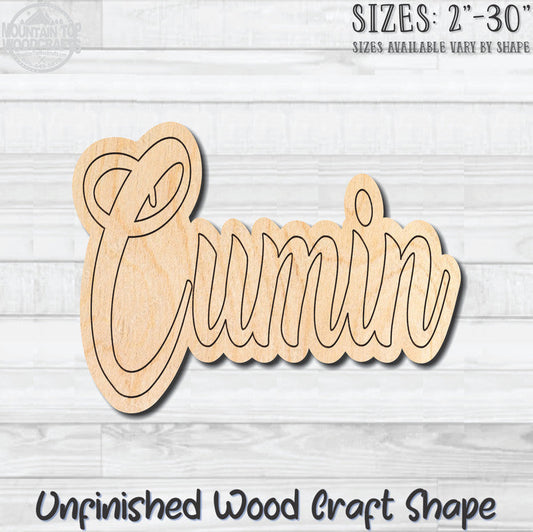 Cumin Wording Kitchen Herb Spice Unfinished Wood Shape Blank Laser Engraved Cutout Woodcraft Craft Supply