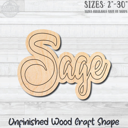 Sage Wording Kitchen Herb Spice Unfinished Wood Shape Blank Laser Engraved Cut Out Woodcraft Craft Supply