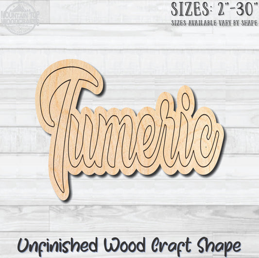 Turmeric Wording Kitchen Herb Spice Unfinished Wood Shape Blank Laser Engraved Cut Out Woodcraft Craft Supply