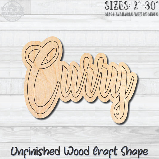 Curry Wording Kitchen Herb Spice Unfinished Wood Shape Blank Laser Engraved Cutout Woodcraft Craft Supply