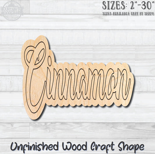 Cinnamon Wording Kitchen Herb Spice Unfinished Wood Shape Blank Laser Engraved Cutout Woodcraft Craft Supply