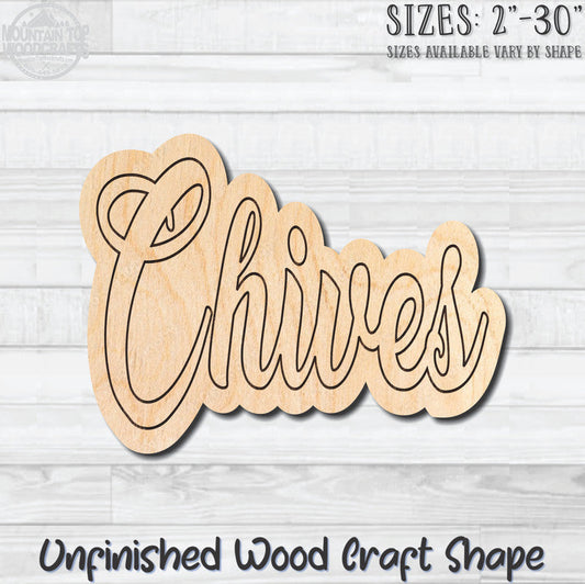 Chives Wording Kitchen Herb Spice Unfinished Wood Shape Blank Laser Engraved Cutout Woodcraft Craft Supply