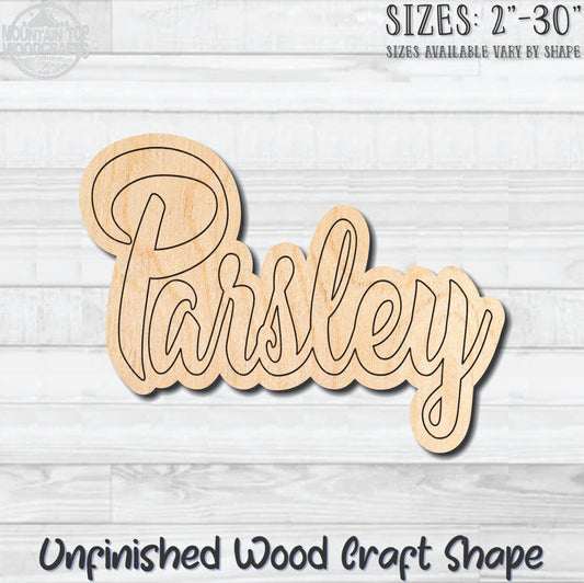 Parsley Wording Kitchen Herb Spice Unfinished Wood Shape Blank Laser Engraved Cutout Woodcraft Craft Supply