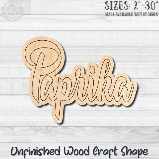 Paprika Wording Kitchen Herb Spice Unfinished Wood Shape Blank Laser Engraved Cutout Woodcraft Craft Supply