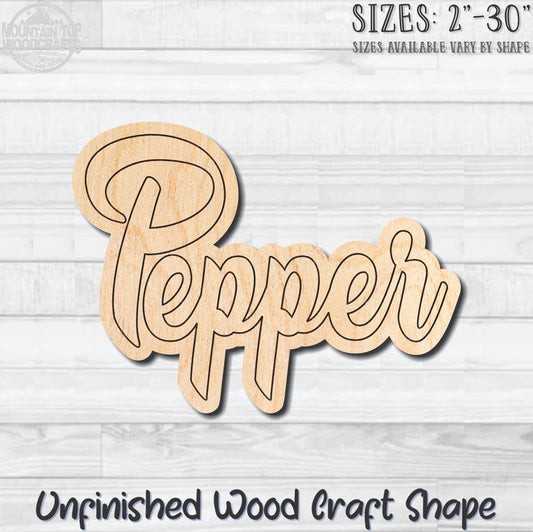 Pepper Wording Kitchen Herb Spice Unfinished Wood Shape Blank Laser Engraved Cutout Woodcraft Craft Supply