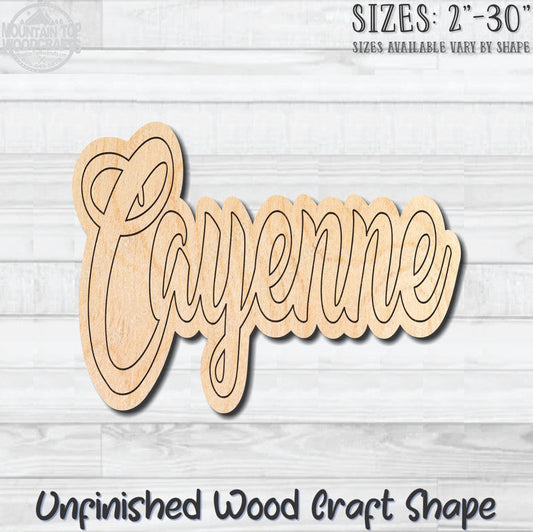Cayenne Wording Kitchen Herb Spice Unfinished Wood Shape Blank Laser Engraved Cutout Woodcraft Craft Supply