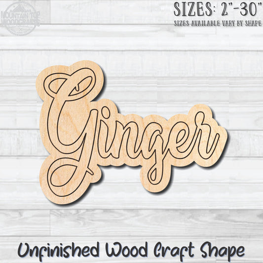 Ginger Wording Kitchen Herb Spice Unfinished Wood Shape Blank Laser Engraved Cutout Woodcraft Craft Supply