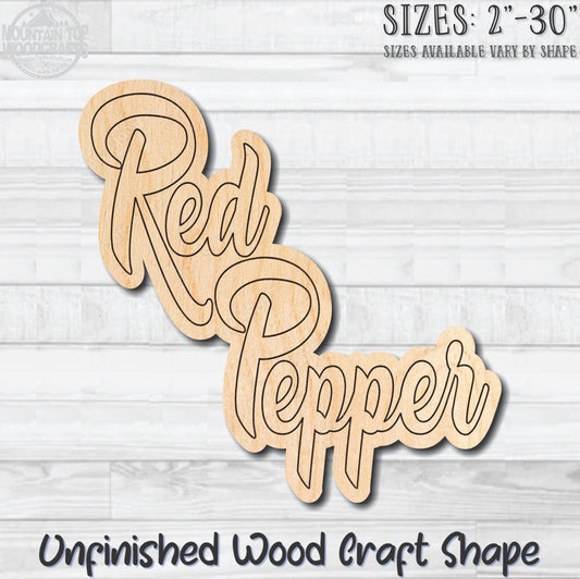 Red Pepper Wording Kitchen Herb Spice Unfinished Wood Shape Blank Laser Engraved Cutout Woodcraft Craft Supply