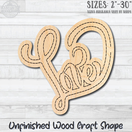 Love Script Word 2 Unfinished Wood Shape Blank Laser Engraved Cutout Woodcraft Craft Supply