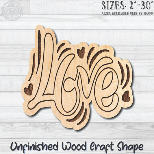 Love Script Word 1 Unfinished Wood Shape Blank Laser Engraved Cutout Woodcraft Craft Supply