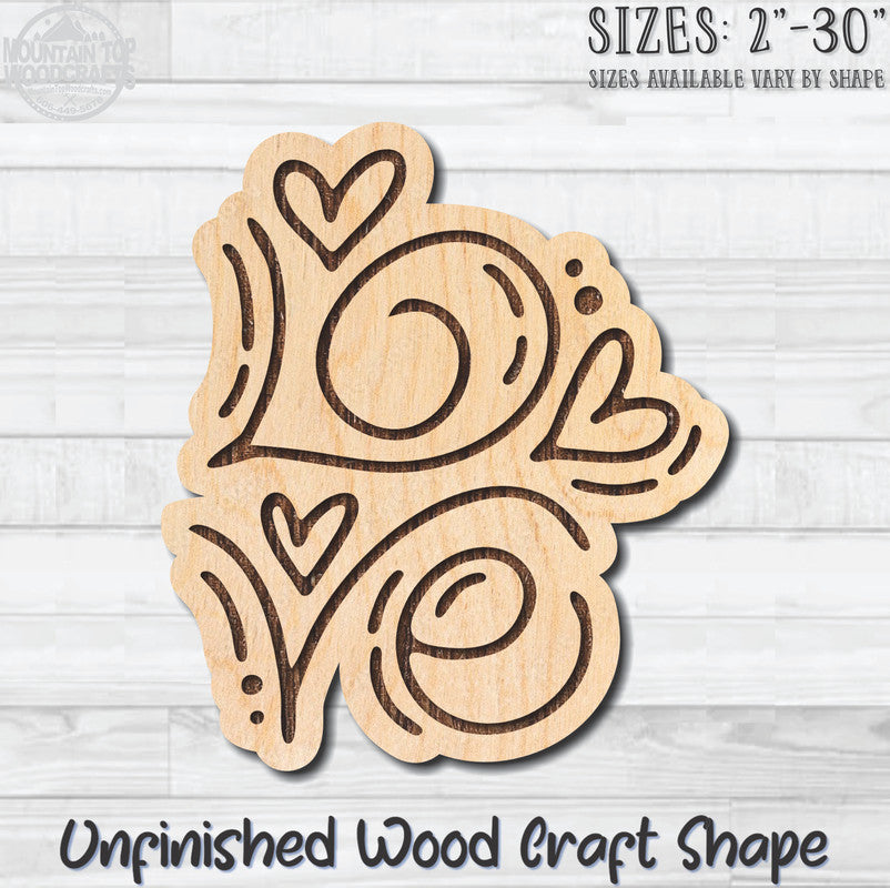 Love Square Wall Word Unfinished Wood Shape Blank Laser Engraved Cutout Woodcraft Craft Supply