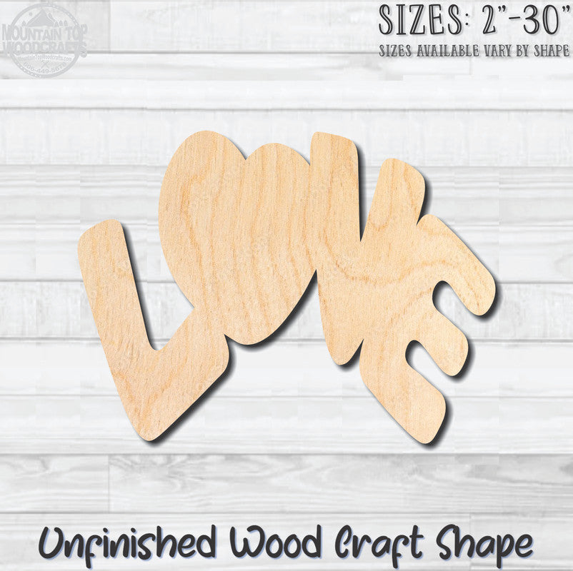 Love Bubble Word Unfinished Wood Shape Blank Laser Engraved Cutout Woodcraft Craft Supply