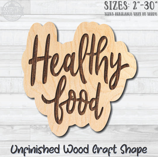 Healthy Food Unfinished Wood Shape Blank Laser Engraved Cutout Woodcraft Craft Supply