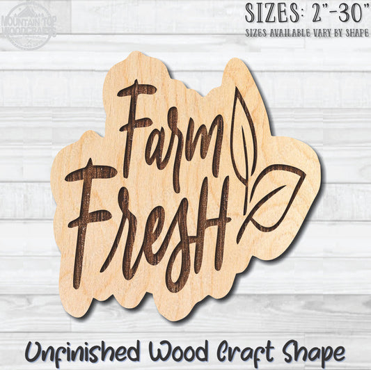 Farm Fresh Unfinished Wood Shape Blank Laser Engraved Cutout Woodcraft Craft Supply