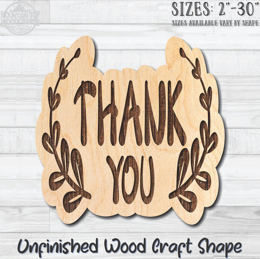 Thank You Unfinished Wood Shape Blank Laser Engraved Cutout Woodcraft Craft Supply
