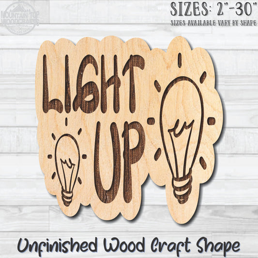 Light Up Unfinished Wood Shape Blank Laser Engraved Cutout Woodcraft Craft Supply