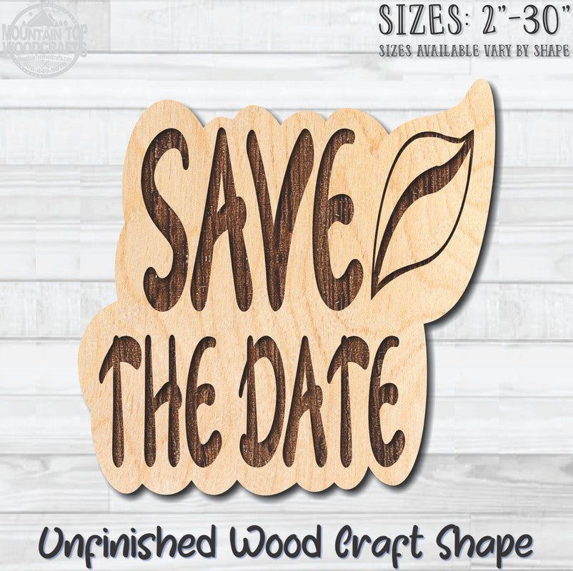 Save The Date Wedding Unfinished Wood Shape Blank Laser Engraved Cutout Woodcraft Craft Supply