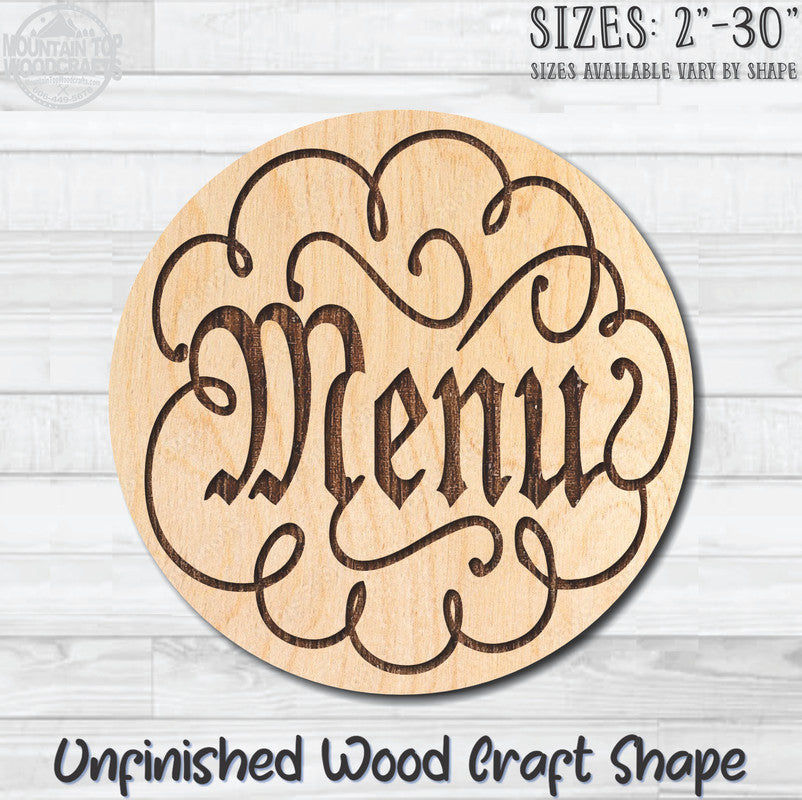 Menu Oval Restaurant Unfinished Wood Shape Blank Laser Engraved Cutout Woodcraft Craft Supply