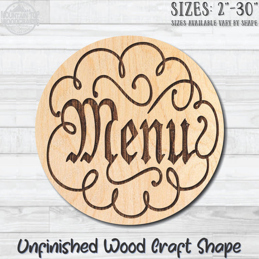 Menu Oval Restaurant Unfinished Wood Shape Blank Laser Engraved Cutout Woodcraft Craft Supply