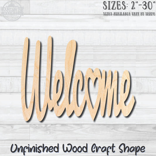 Welcome Word Wording Unfinished Wood Shape Blank Laser Engraved Cut Out Woodcraft Craft Supply