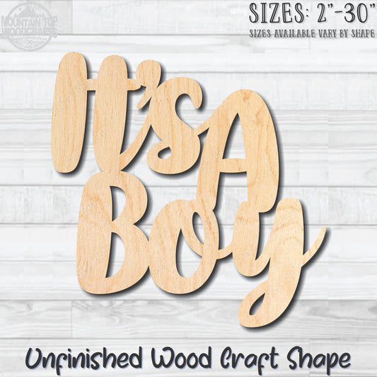 It's A Boy Wording Unfinished Wood Shape Blank Laser Engraved Cutout Woodcraft Craft Supply