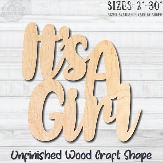 It's A Girl Wording Unfinished Wood Shape Blank Laser Engraved Cutout Woodcraft Craft Supply