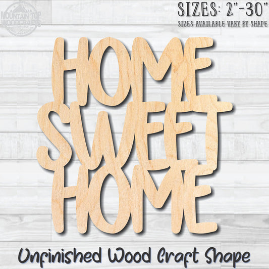 Home Sweet Home Unfinished Wood Shape Blank Laser Engraved Cutout Woodcraft Craft Supply