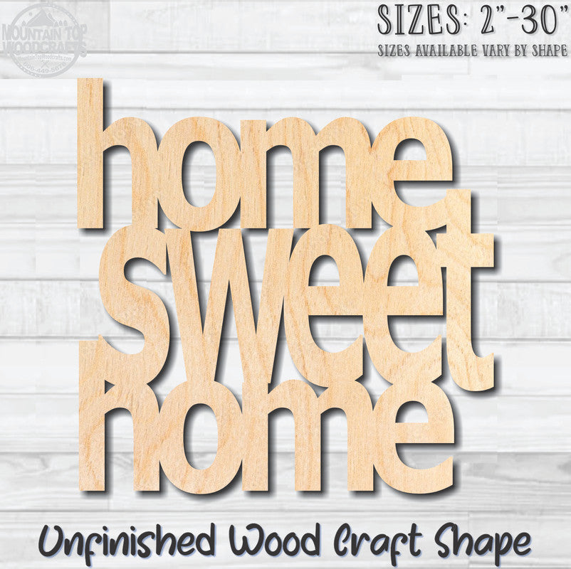 Farmhouse Home Sweet Home Unfinished Wood Shape Blank Laser Engraved Cutout Woodcraft Craft Supply